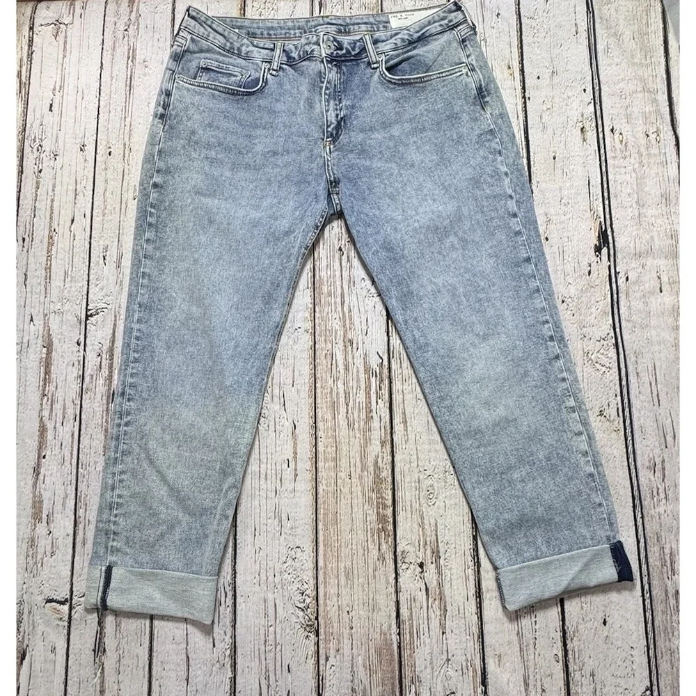 Rag & Bone Dre Low Rise Boyfriend Jeans Womens 31 Stretch Blue Made in USA